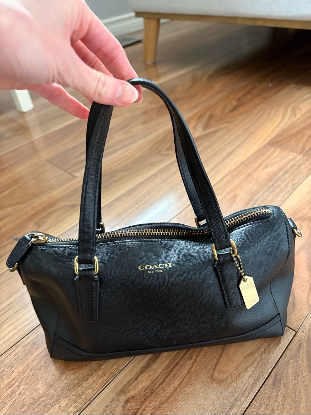 Coach Saffiano Mini Leather Satchel with Gold Hardware - Picture 2 of 13